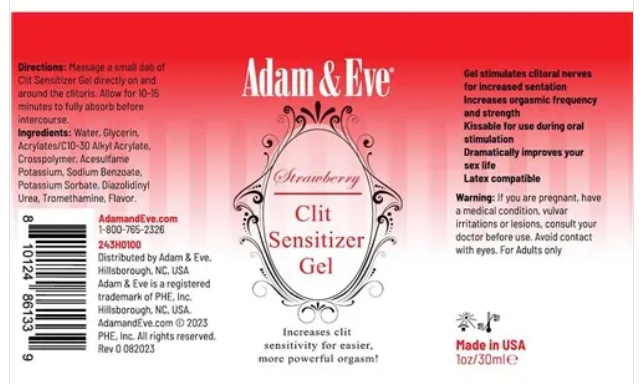 Adam & Eve Water Based Clit Sensitizer Strawberry Flavored Gel 1oz