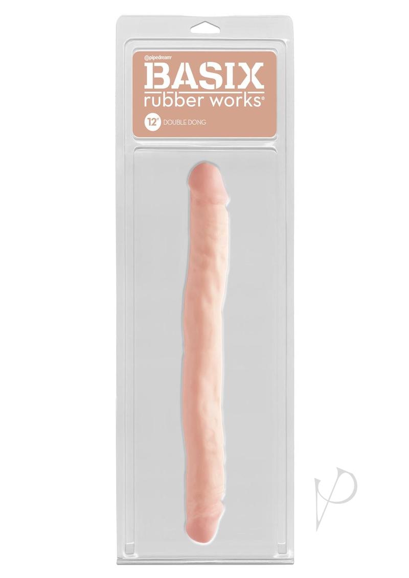 Basix Rubber Works - 12-inch Double Dong - Clear/Flesh