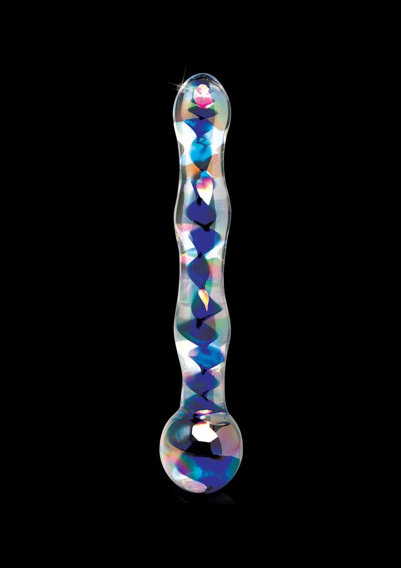 Icicles No. 8 Beaded Glass Dildo 7in - Clear/Blue